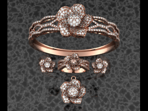 Flower Diamond Jewelry Collection Modelo 3D