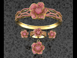 Flower Diamond Jewelry Collection Modelo 3D