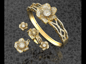Flower Diamond Jewelry Collection Modelo 3D