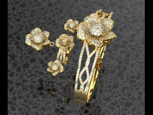 Flower Diamond Jewelry Collection Modelo 3D