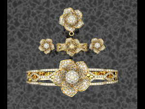 Flower Diamond Jewelry Collection Modelo 3D