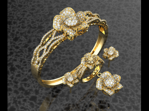 Flower Diamond Jewelry Collection Modelo 3D