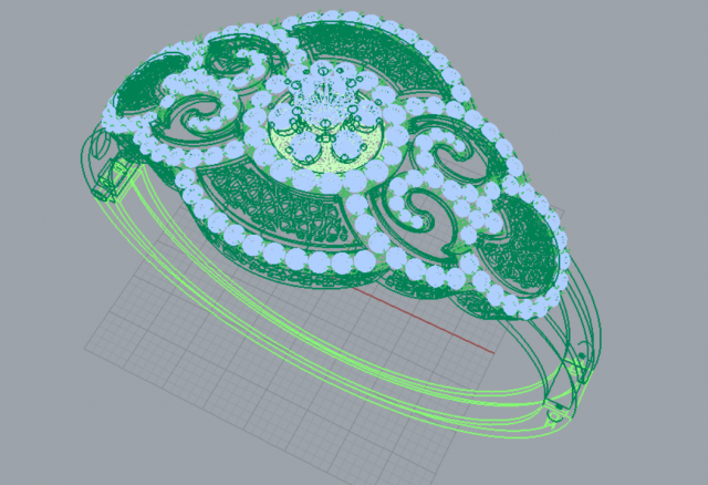 Flower Diamond 18K Gold Bracelet Model 3D .c4d .max .obj .3ds .fbx .stl .blend 