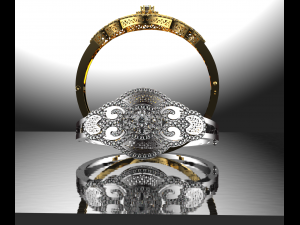 Flower Diamond 18K Gold Bracelet Model 3D