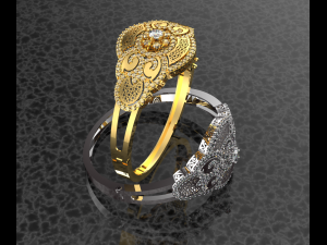 Flower Diamond 18K Gold Bracelet Model 3D