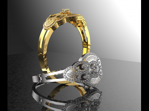 Flower Diamond 18K Gold Bracelet Model 3D