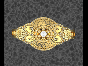 Flower Diamond 18K Gold Bracelet Model 3D