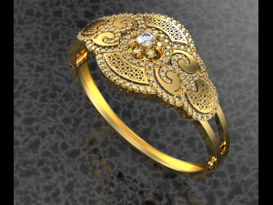 Flower Diamond 18K Gold Bracelet Model 3D