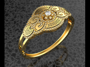 Flower Diamond 18K Gold Bracelet Model 3D