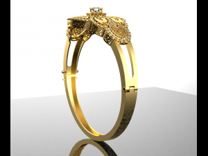 Flower Diamond 18K Gold Bracelet Model 3D