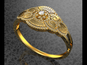 Flower Diamond 18K Gold Bracelet Model 3D