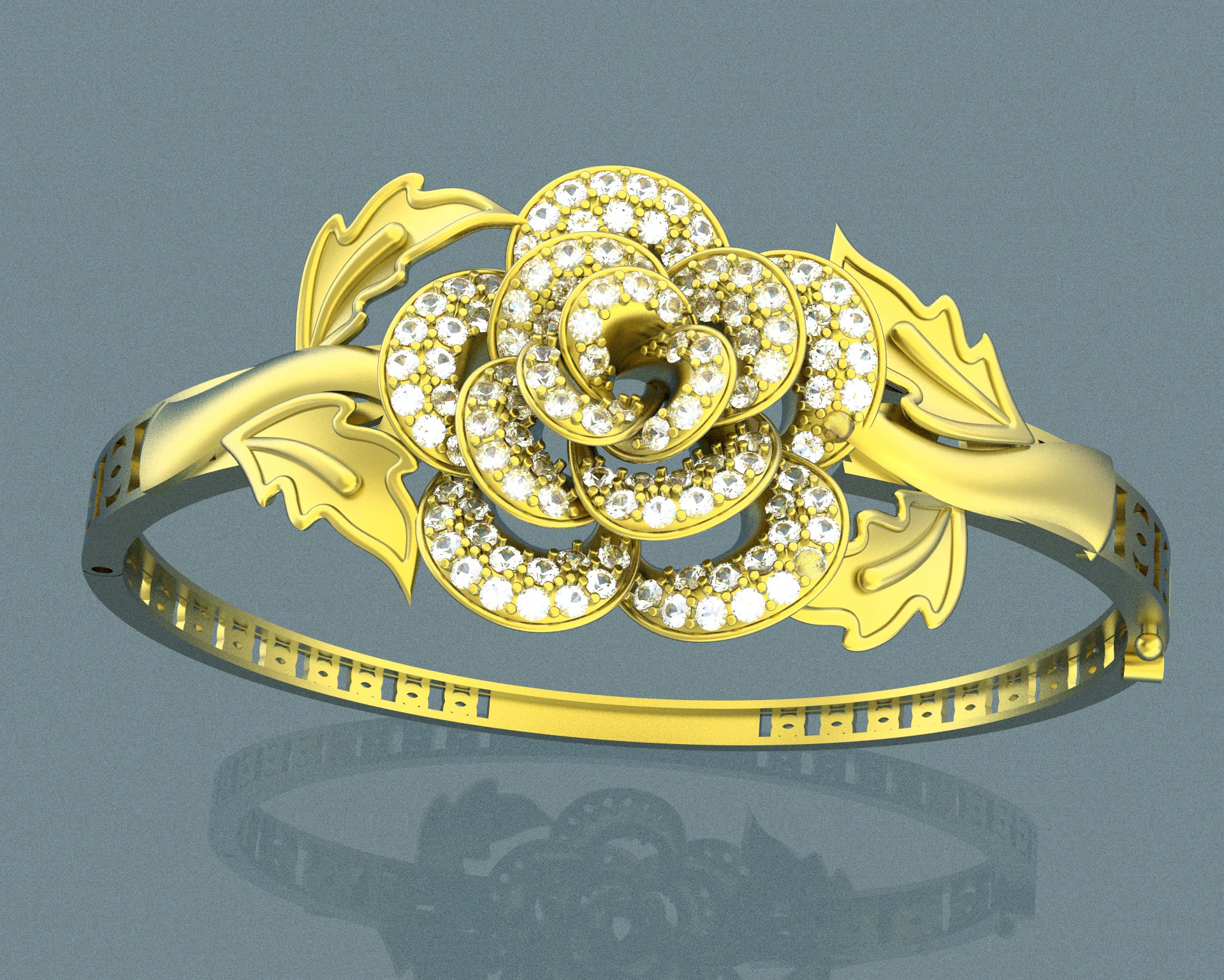 DIAMOND GOLD BRACELET 3D Model .c4d .max .obj .3ds .fbx .stl .blend