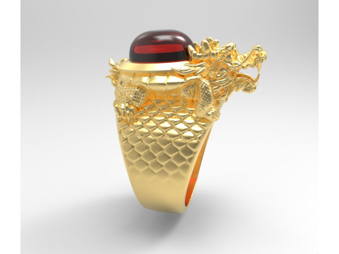 MAJESTIC GOLD TURTLE RING WITH RED GEMSTONE Modelo 3D