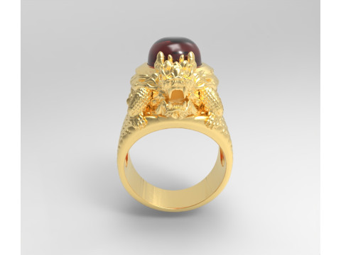 MAJESTIC GOLD TURTLE RING WITH RED GEMSTONE Modelo 3D