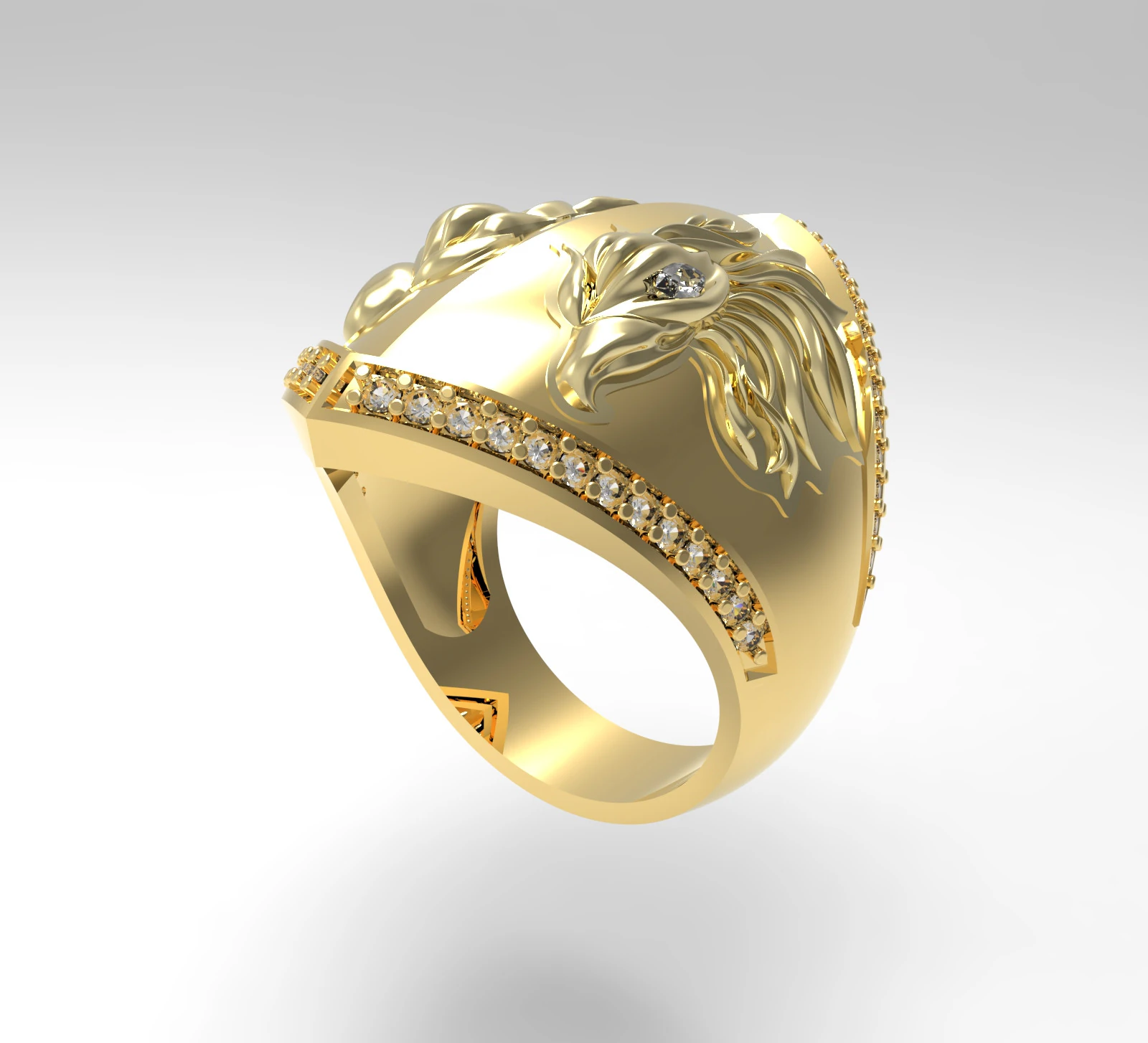 MAJESTIC EAGLE GOLD RING 3D Model .c4d .max .obj .3ds .fbx .stl .blend 