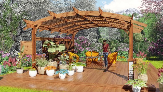 pergola alcove pavilion 3D Model .c4d .max .obj .3ds .fbx .stl .blend 
