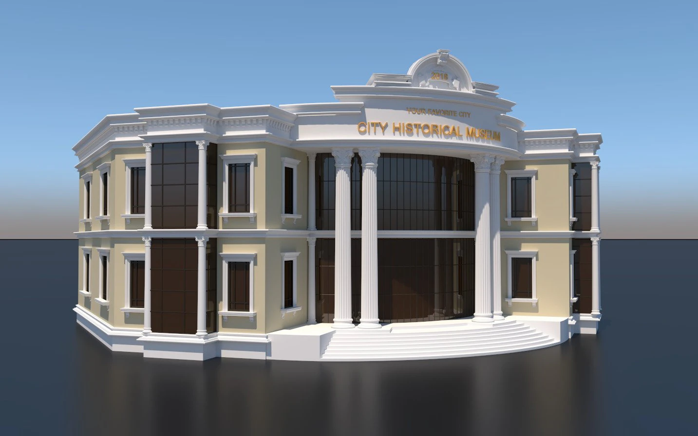 museum building 3D Model .c4d .max .obj .3ds .fbx .stl .blend 
