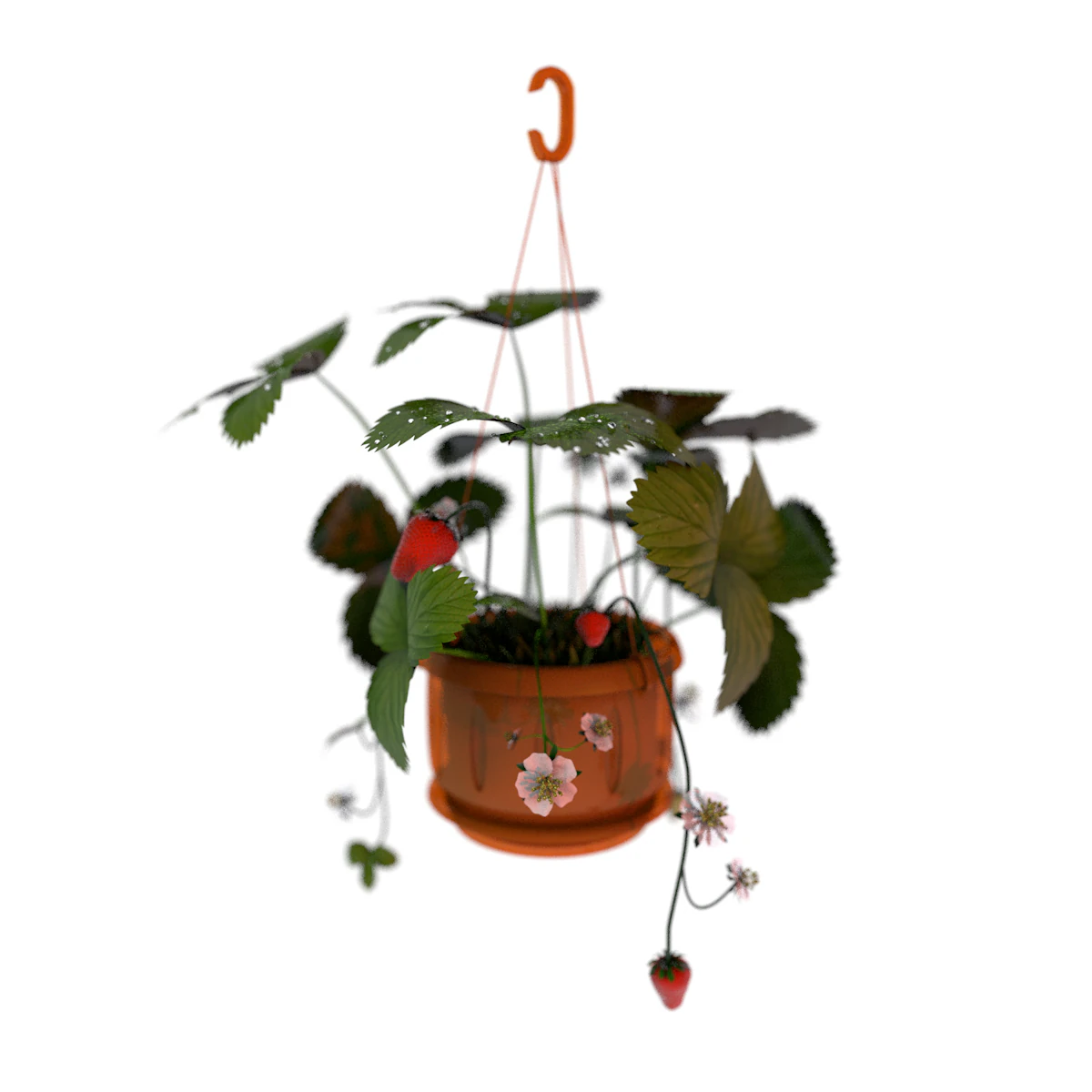 strawberries in a pot 3D Model .c4d .max .obj .3ds .fbx .stl .blend