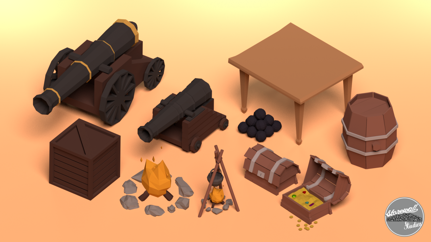 low poly pirate prop pack 3D Model in Other 3DExport
