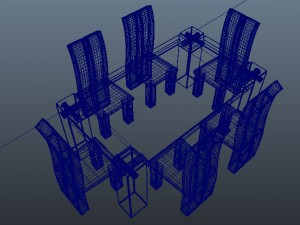 butcher block table and chairs 3Dモデル