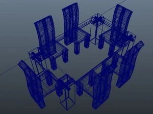 butcher block table and chairs 3D Model