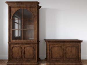 wood set furniture Modelo 3D