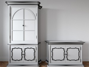 wood set furniture Modelo 3D