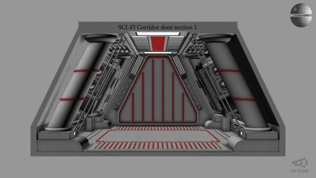 sci-fi corridor door section 1 3D 모델 .c4d .max .obj .3ds .fbx .stl .blend