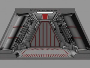 sci-fi corridor door section 1 3D Model