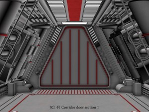 sci-fi corridor door section 1 3D 모델