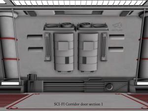 sci-fi corridor door section 1 3D 모델