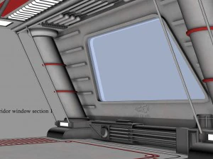 sci-fi corridor window section 1 3D Model