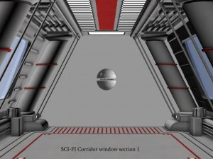 sci-fi corridor window section 1 3D Model