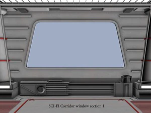 sci-fi corridor window section 1 3D Model
