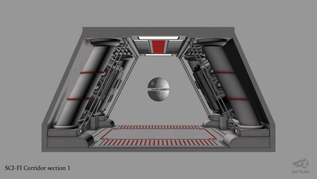 sci-fi corridor section 1 3D 모델 .c4d .max .obj .3ds .fbx .stl .blend 