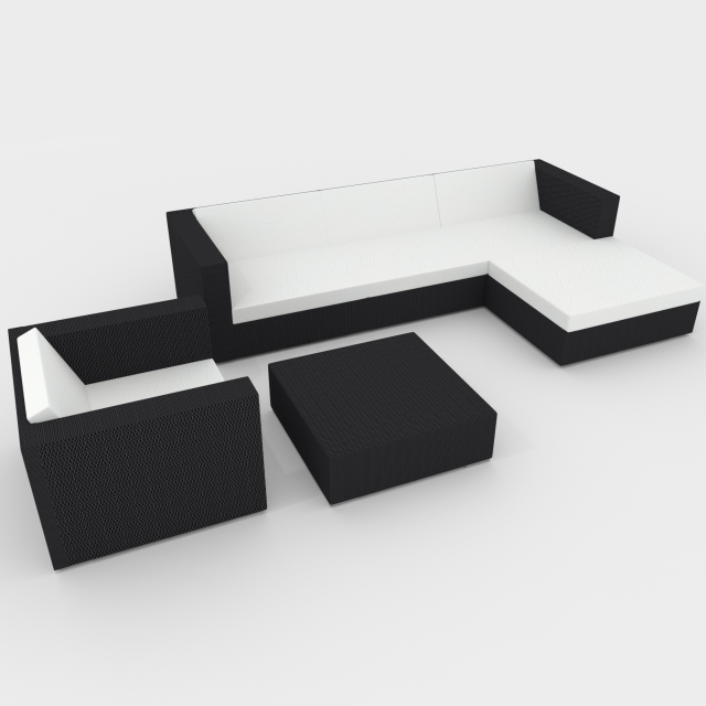 wicker-leather outdoor furniture 3D Model .c4d .max .obj .3ds .fbx .stl .blend 