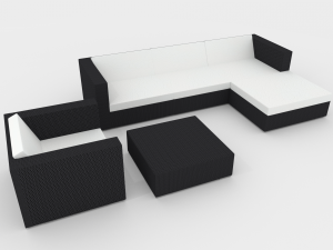 wicker-leather outdoor furniture 3D Model