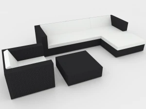 furnitur luar ruangan dari kulit anyaman Model 3D