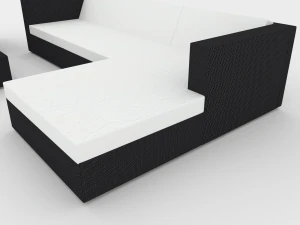 wicker-leather outdoor furniture 3D Model