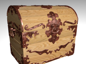old wood chest 3D Модель