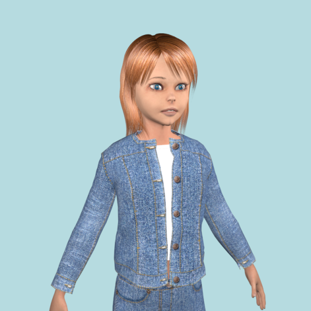 teenage girl in jeans clothes 3Dモデル .c4d .max .obj .3ds .fbx .stl .blend 
