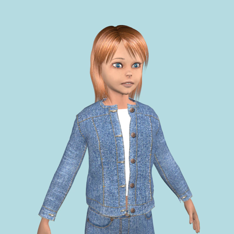 teenage girl in jeans clothes 3D Model .c4d .max .obj .3ds .fbx .stl .blend 