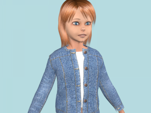 teenage girl in jeans clothes 3Dモデル