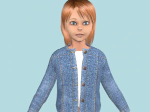 teenage girl in jeans clothes 3D Model