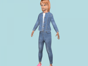 teenage girl in jeans clothes 3Dモデル