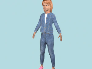teenage girl in jeans clothes 3D Model