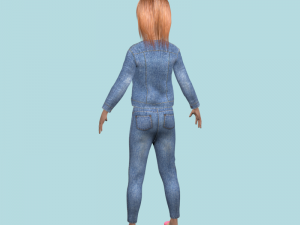 teenage girl in jeans clothes 3Dモデル
