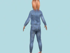 teenage girl in jeans clothes 3D Model
