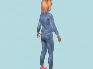 teenage girl in jeans clothes 3Dモデル