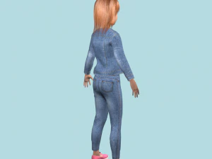 teenage girl in jeans clothes 3D Model